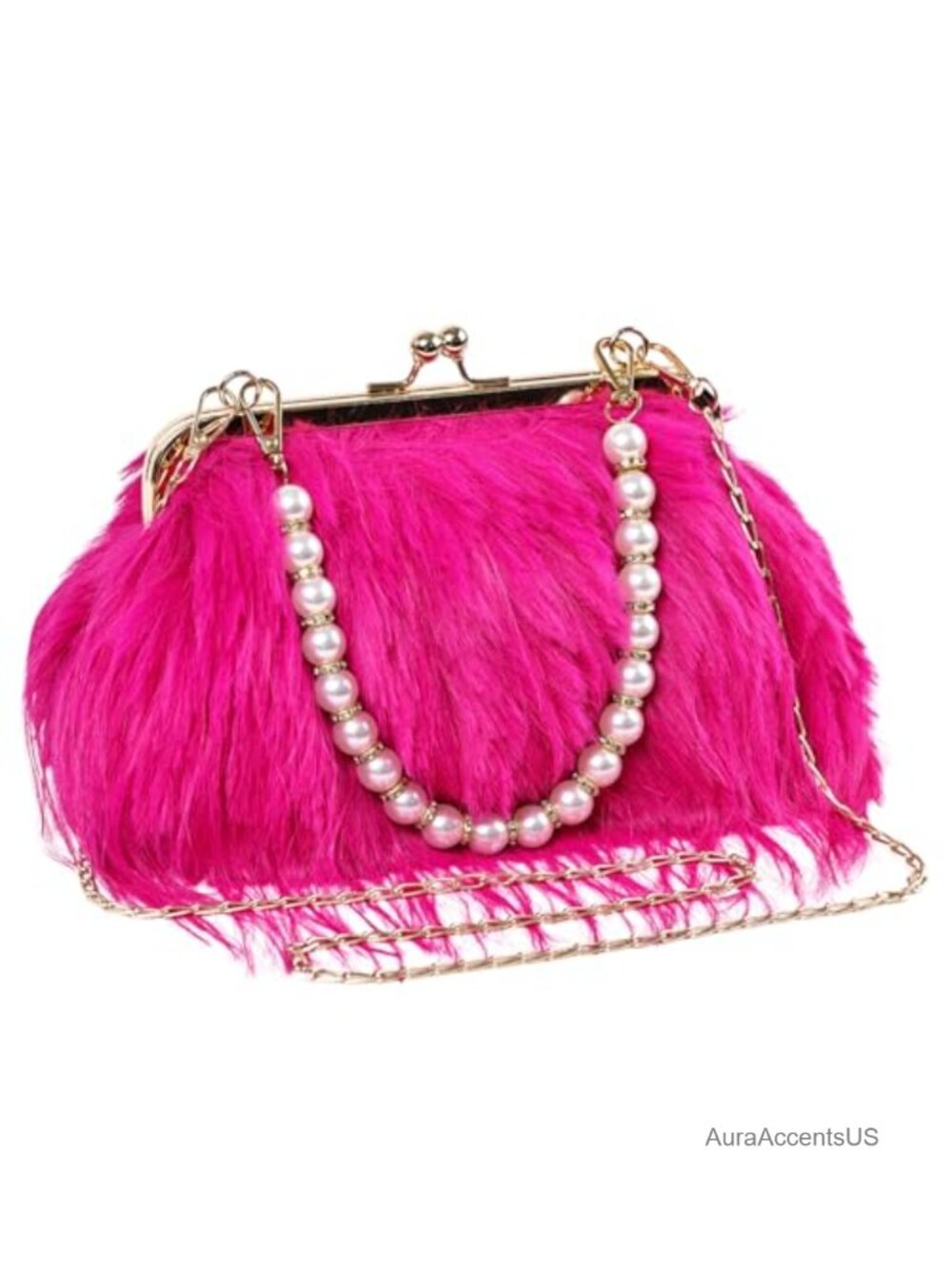 Fluffy Feather Evening Clutch Crossbody Bag with Detachable Chains for Wedding